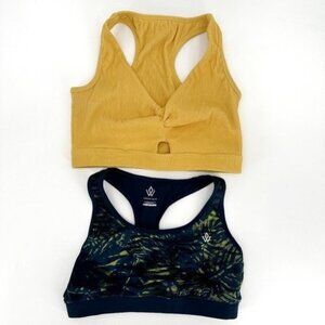 Workout Empire Racerback Yellow Blue Yoga Lot Of 2 Medium Running Sports Bra